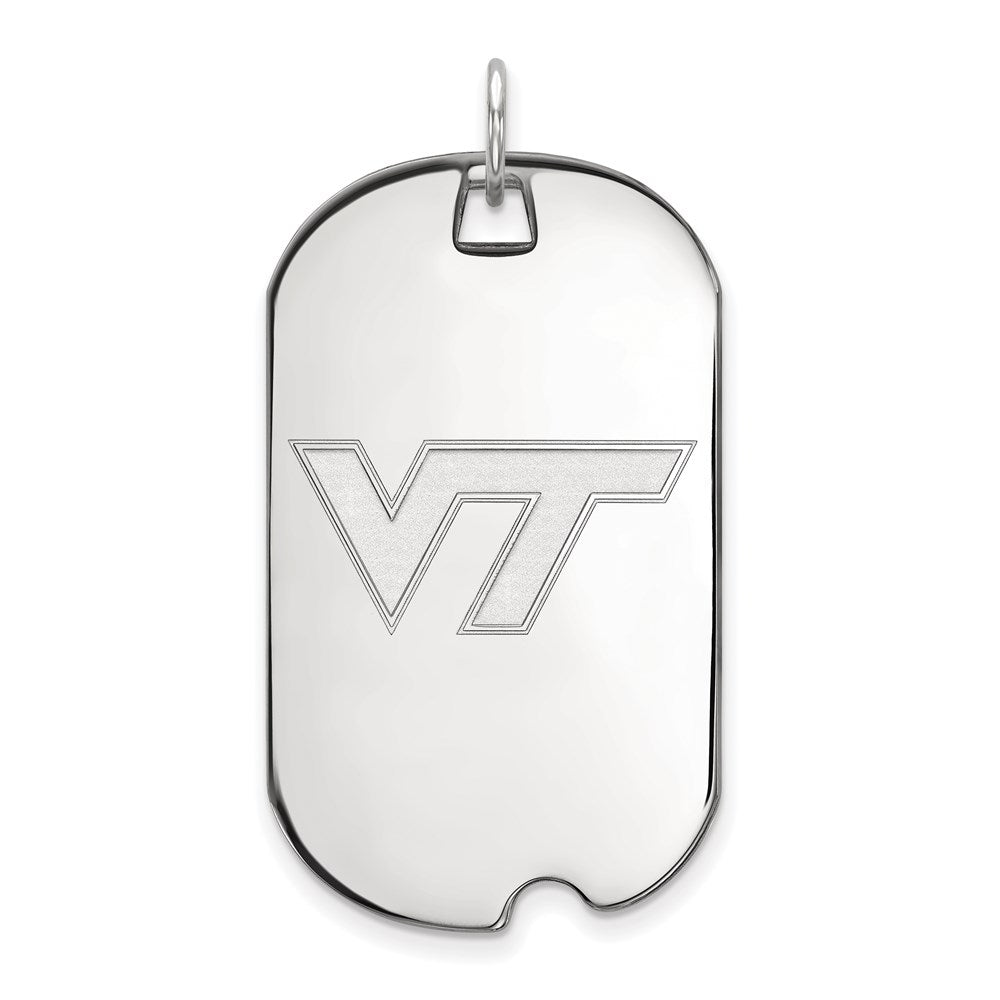 10k White Gold LogoArt Virginia Tech V-T Large Dog Tag Pendant