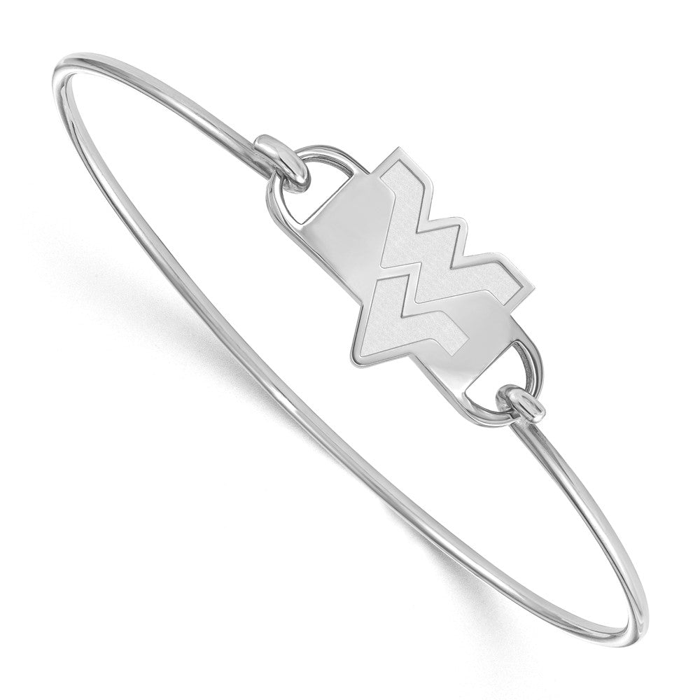 Sterling Silver Rhodium-plated LogoArt West Virginia University W-V Small Center 7 inch Wire Bangle