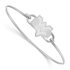 Sterling Silver Rhodium-plated LogoArt West Virginia University W-V Small Center 7 inch Wire Bangle