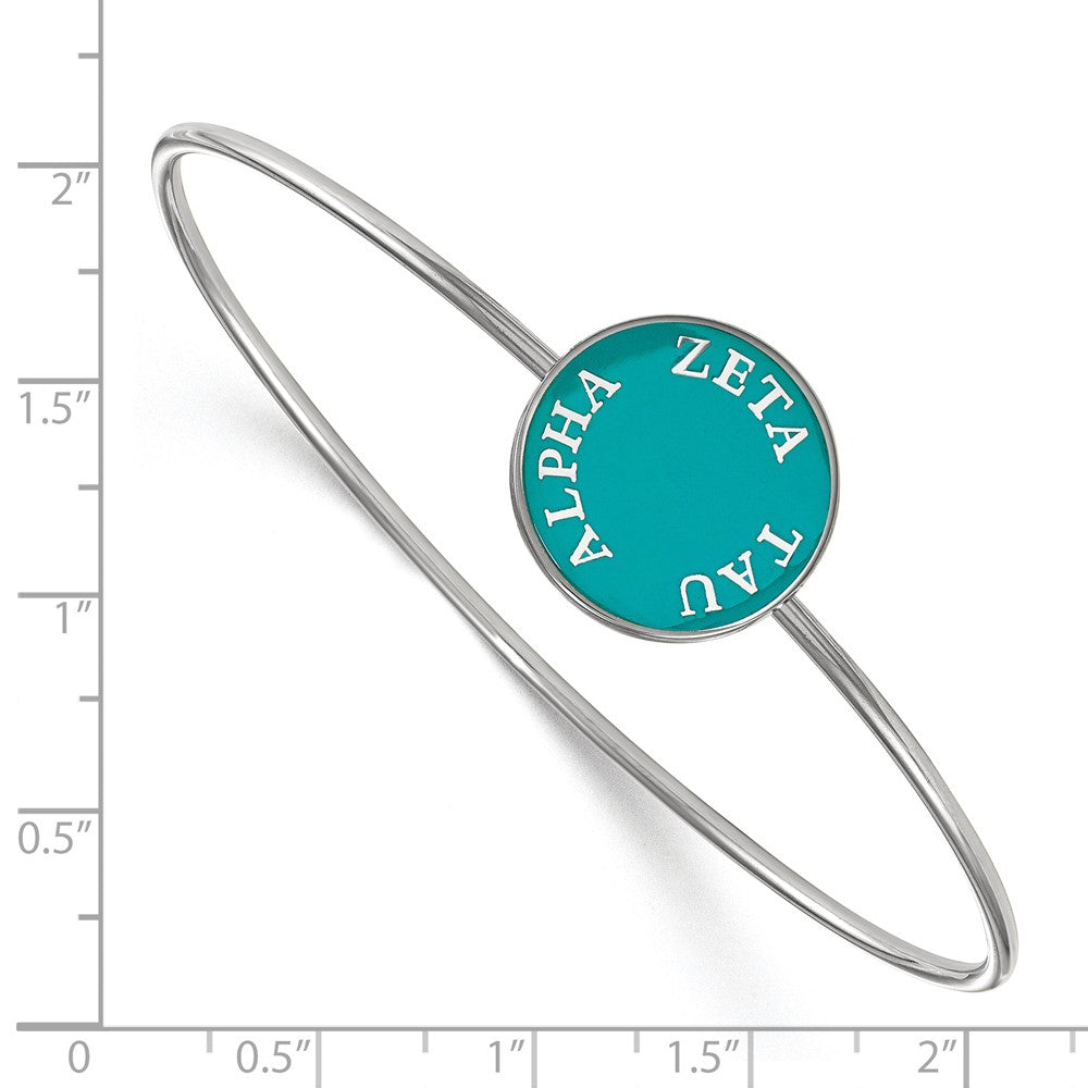 Sterling Silver Rh-plated LogoArt Zeta Tau Alpha Enameled Slip-on Bangle
