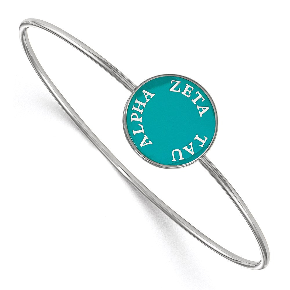 Sterling Silver Rh-plated LogoArt Zeta Tau Alpha Enameled Slip-on Bangle