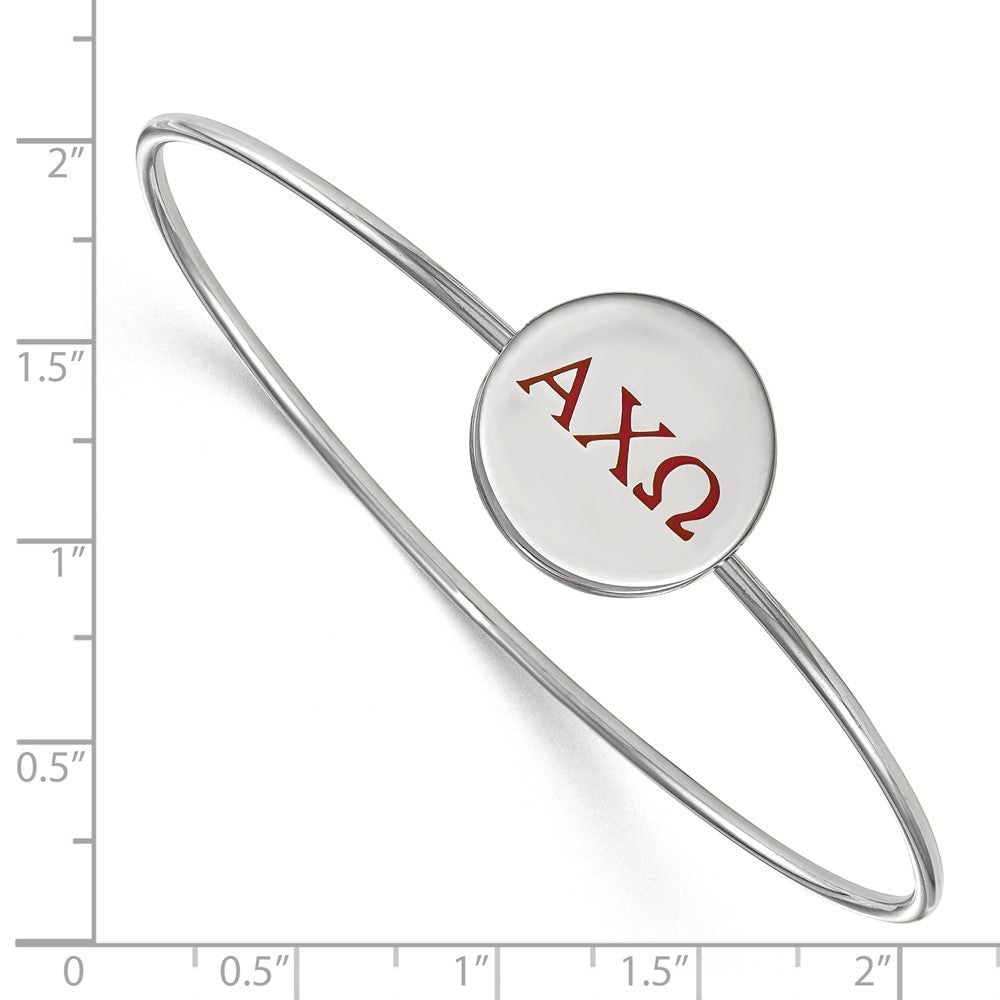 Sterling Silver Rh-plated LogoArt Alpha Chi Omega Enameled Slip-on Bangle