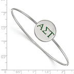 Sterling Silver Rh-plated LogoArt Alpha Sigma Tau Enameled Slip-on Bangle
