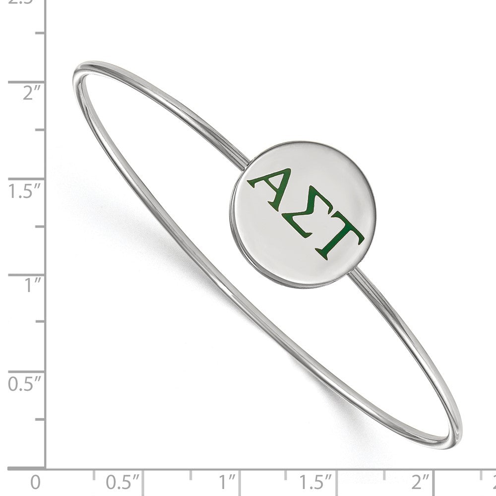 Sterling Silver Rh-plated LogoArt Alpha Sigma Tau Enameled Slip-on Bangle