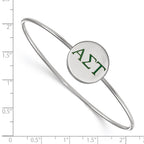 Sterling Silver Rh-plated LogoArt Alpha Sigma Tau Enameled Slip-on Bangle