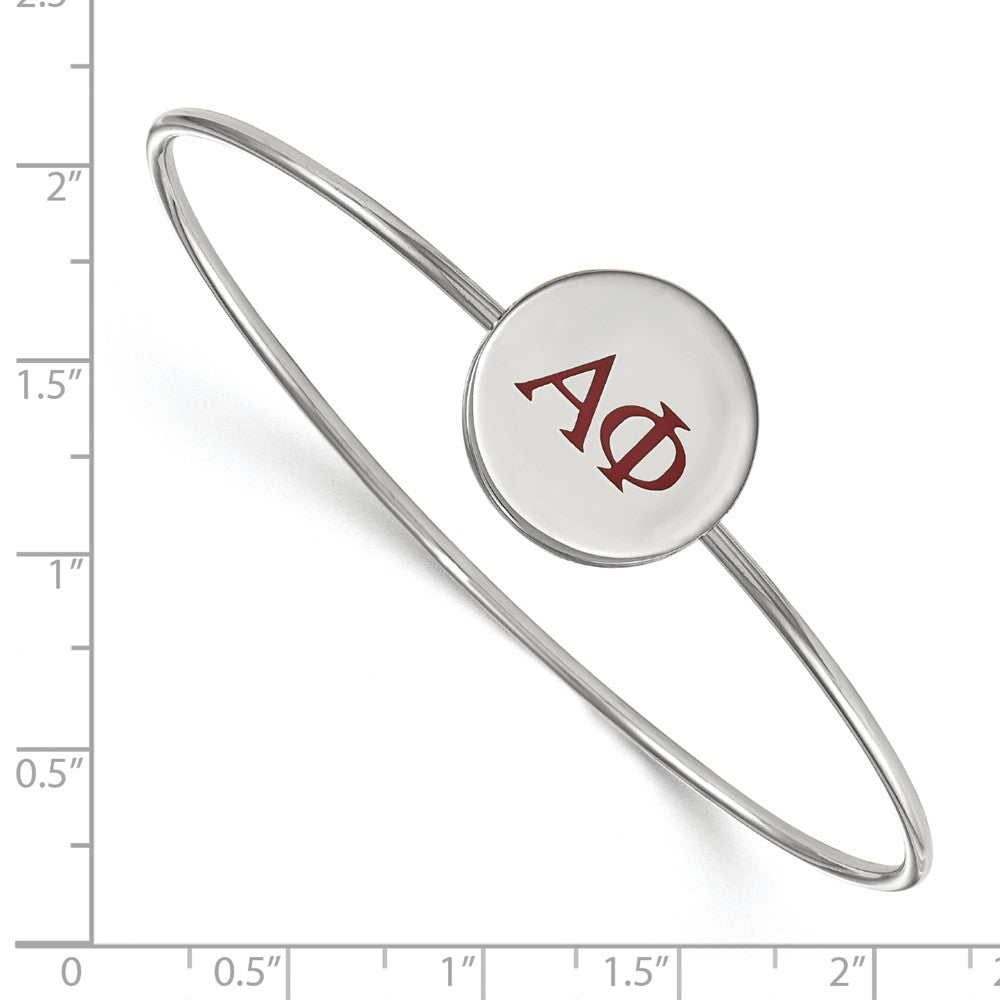 Sterling Silver Rh-plated LogoArt Alpha Phi Enameled Slip-on Bangle