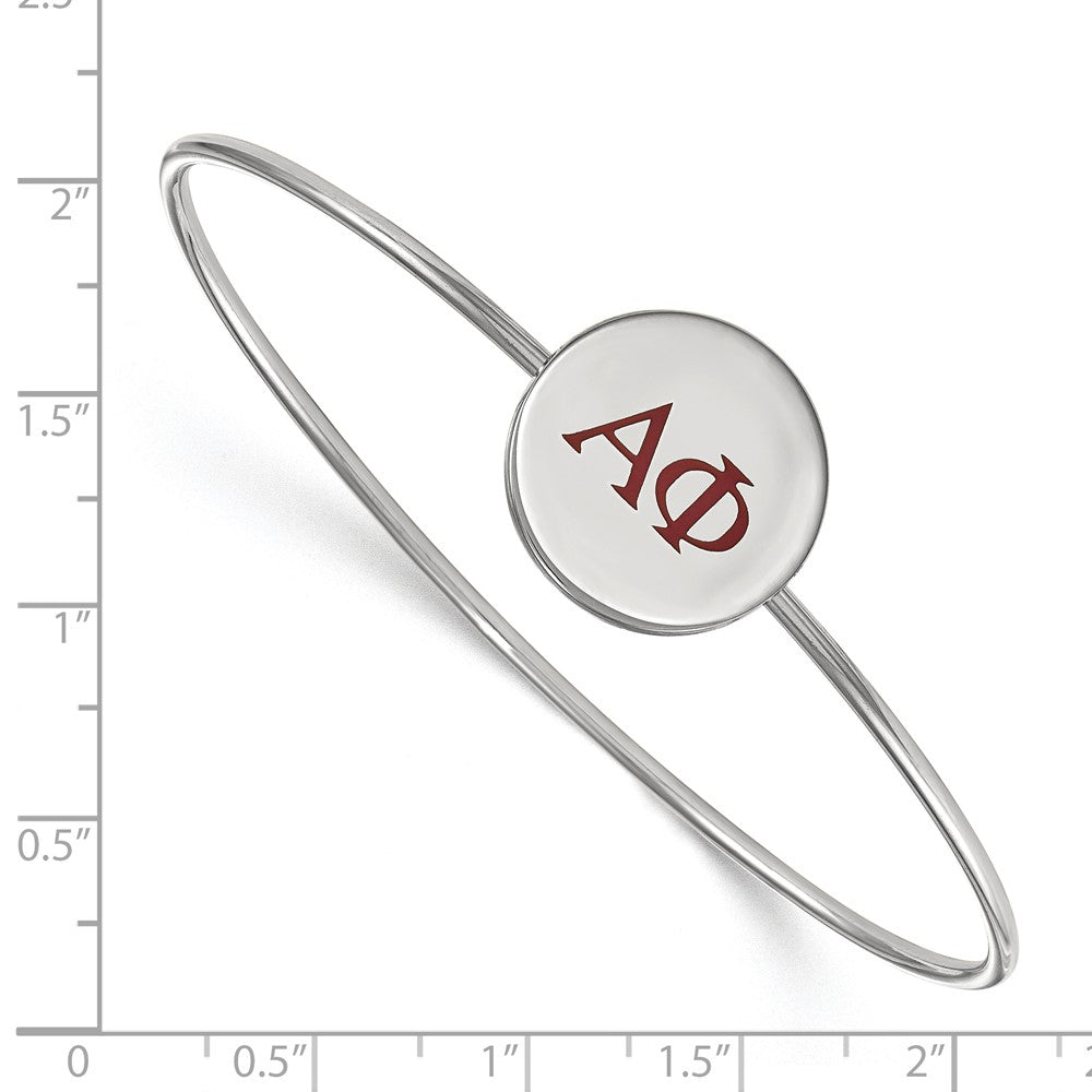 Sterling Silver Rh-plated LogoArt Alpha Phi Enameled Slip-on Bangle