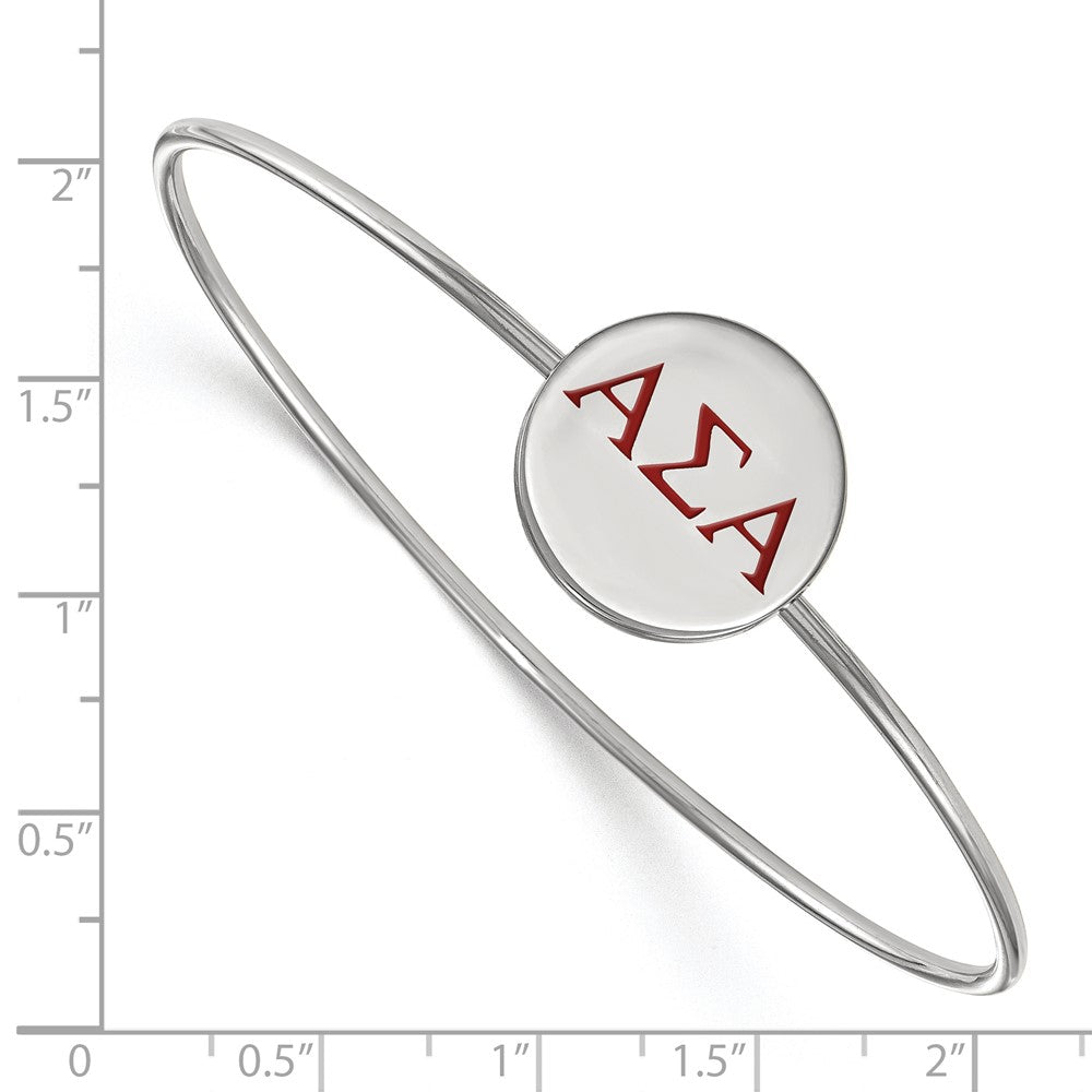 Sterling S. Rh-plated LogoArt Alpha Sigma Alpha Enameled Slip-on Bangle