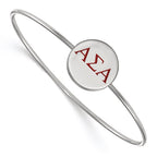 Sterling S. Rh-plated LogoArt Alpha Sigma Alpha Enameled Slip-on Bangle