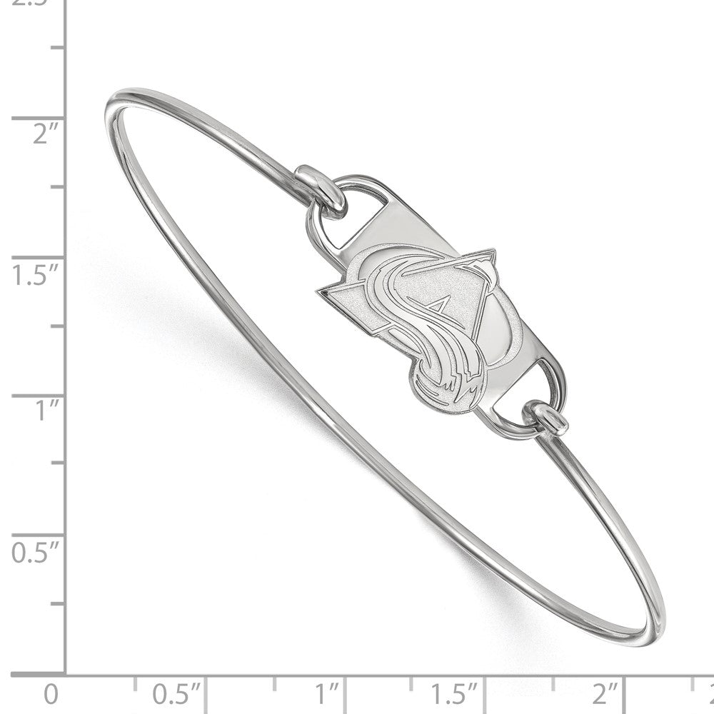 Sterling Silver Rhodium-plated NHL LogoArt Colorado Avalanche Letter A Small Center 7 inch Wire Bangle
