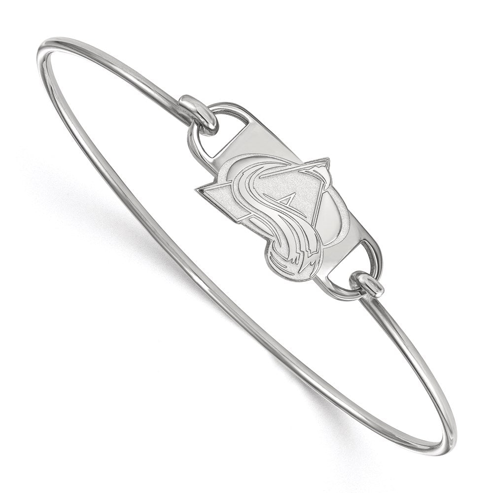 Sterling Silver Rhodium-plated NHL LogoArt Colorado Avalanche Letter A Small Center 7 inch Wire Bangle