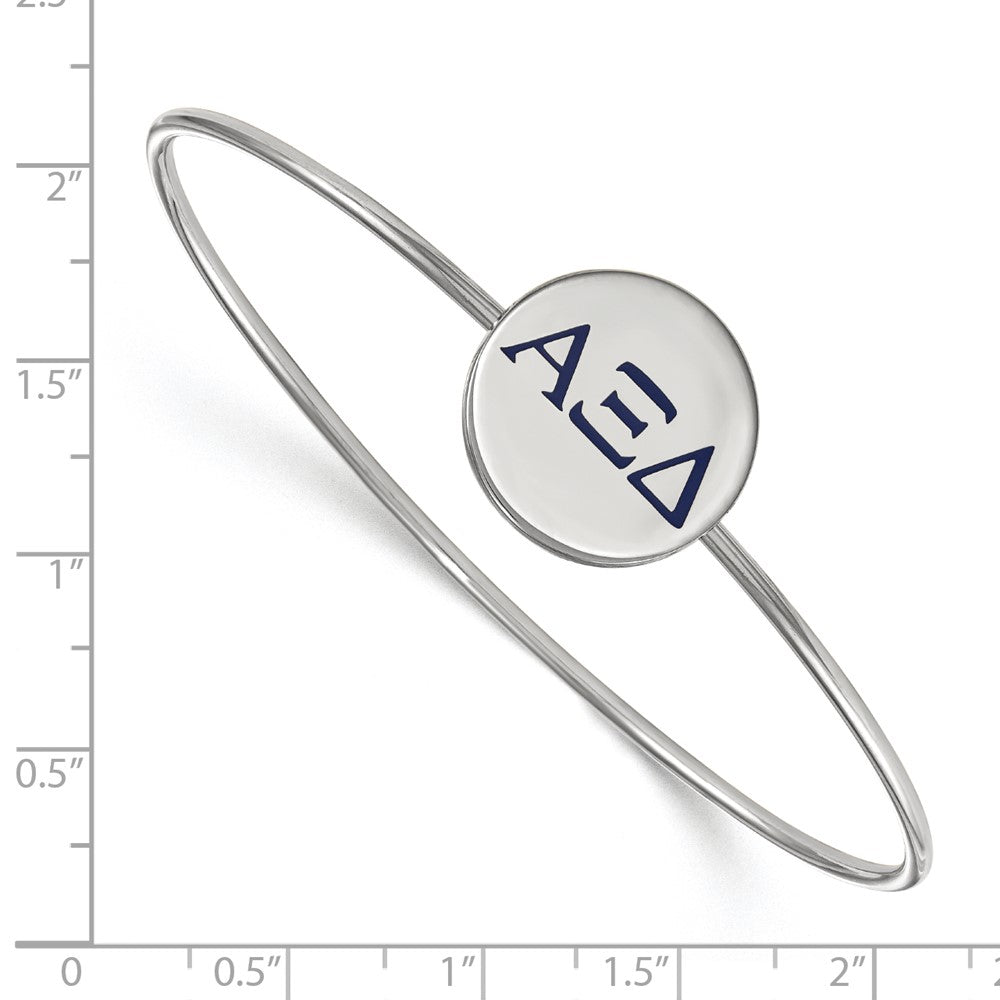 Sterling Silver Rh-plated LogoArt Alpha Xi Delta Enameled Slip-on Bangle