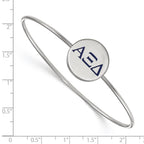 Sterling Silver Rh-plated LogoArt Alpha Xi Delta Enameled Slip-on Bangle