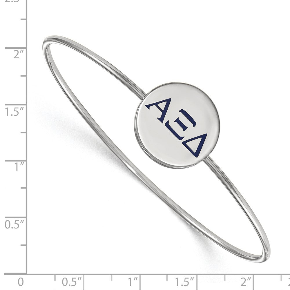 Sterling Silver Rh-plated LogoArt Alpha Xi Delta Enameled Slip-on Bangle