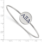 Sterling Silver Rh-plated LogoArt Alpha Xi Delta Enameled Slip-on Bangle