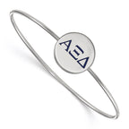 Sterling Silver Rh-plated LogoArt Alpha Xi Delta Enameled Slip-on Bangle