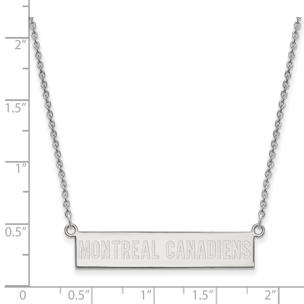 Sterling Silver Rhodium-plated NHL LogoArt Montreal Canadiens Small Bar 18 inch Necklace