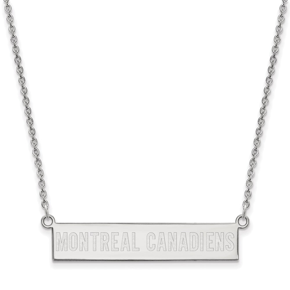 Sterling Silver Rhodium-plated NHL LogoArt Montreal Canadiens Small Bar 18 inch Necklace