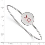 Sterling Silver Rh-plated LogoArt Chi Omega Enameled Slip-on Bangle