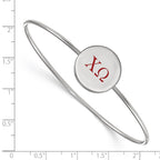 Sterling Silver Rh-plated LogoArt Chi Omega Enameled Slip-on Bangle