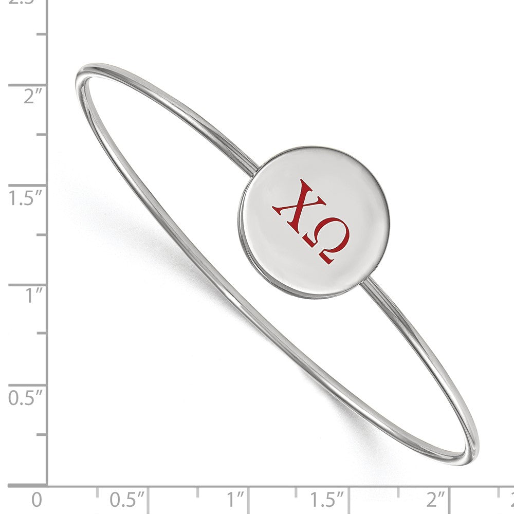 Sterling Silver Rh-plated LogoArt Chi Omega Enameled Slip-on Bangle