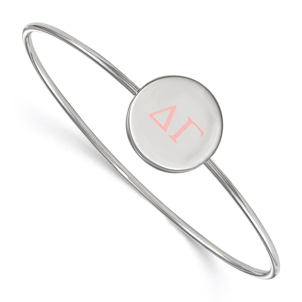 Sterling Silver Rh-plated LogoArt Delta Gamma Enameled Slip-on Bangle