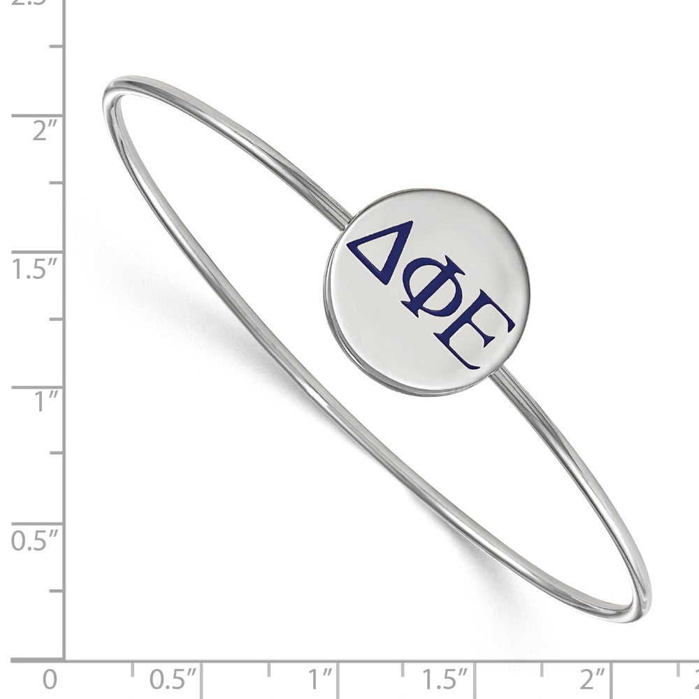 Sterling S. Rh-plated LogoArt Delta Phi Epsilon Enameled Slip-on Bangle