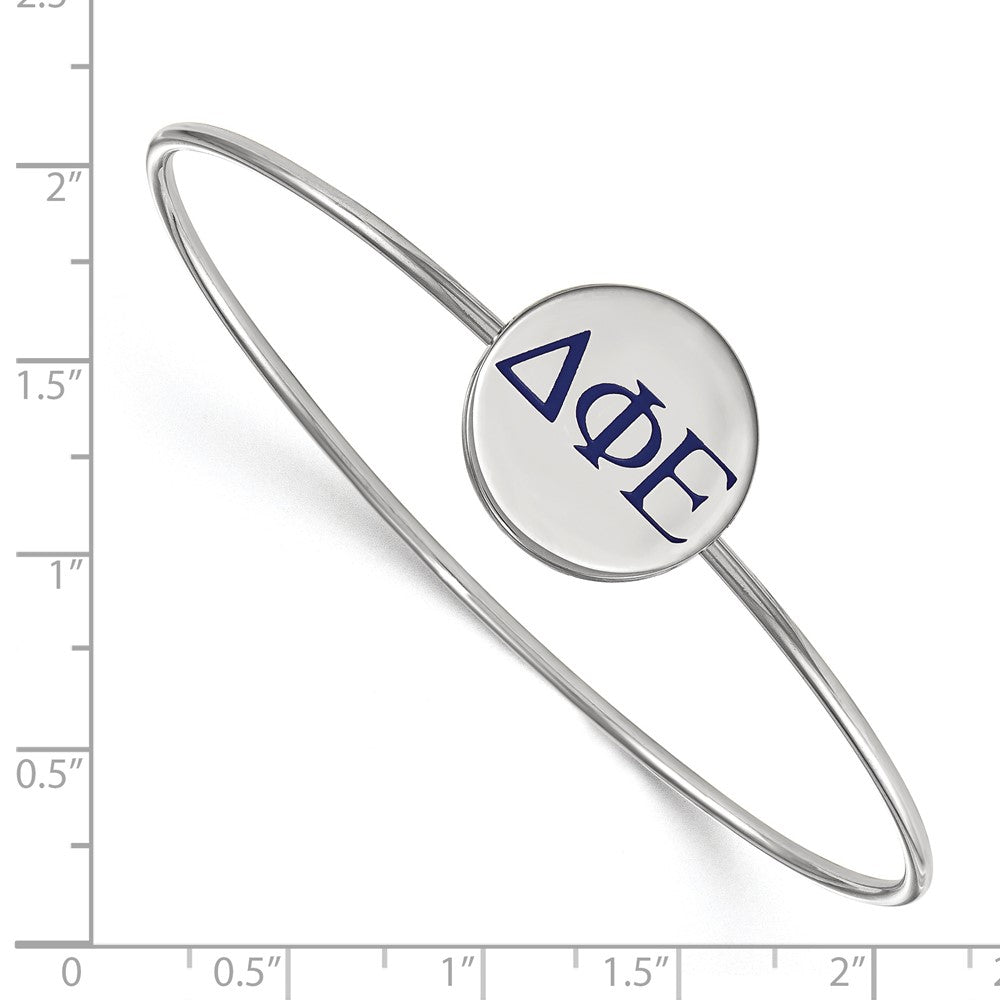 Sterling S. Rh-plated LogoArt Delta Phi Epsilon Enameled Slip-on Bangle