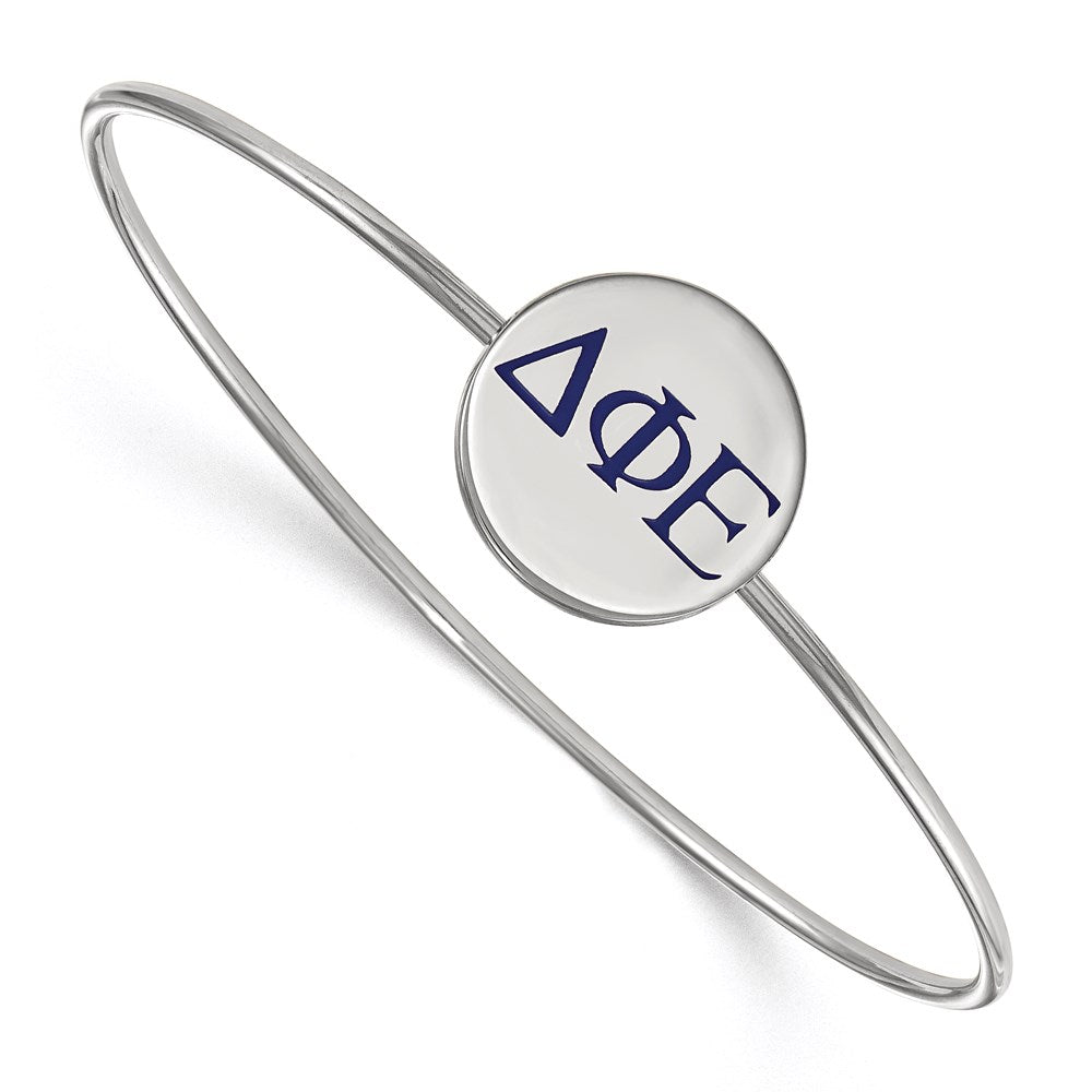 Sterling S. Rh-plated LogoArt Delta Phi Epsilon Enameled Slip-on Bangle