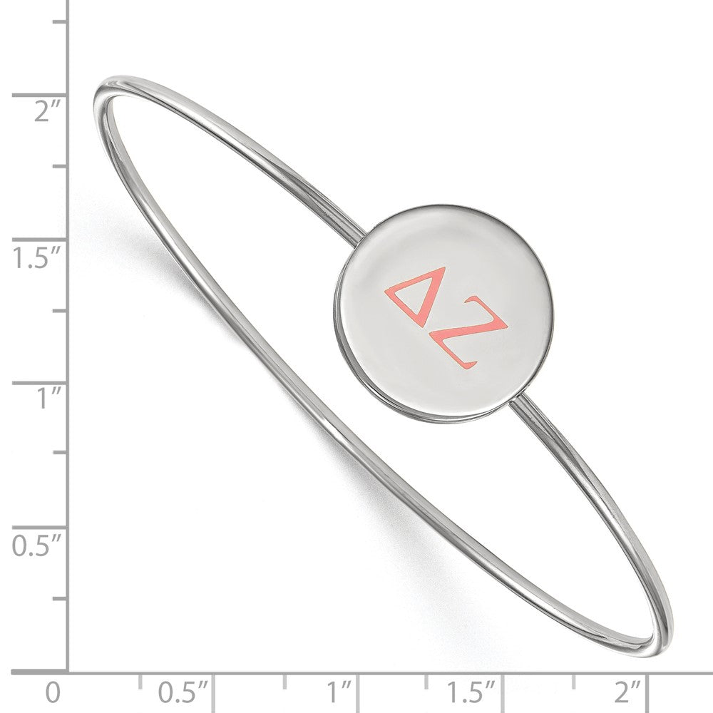 Sterling Silver Rh-plated LogoArt Delta Zeta Enameled Slip-on Bangle