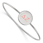 Sterling Silver Rh-plated LogoArt Delta Zeta Enameled Slip-on Bangle