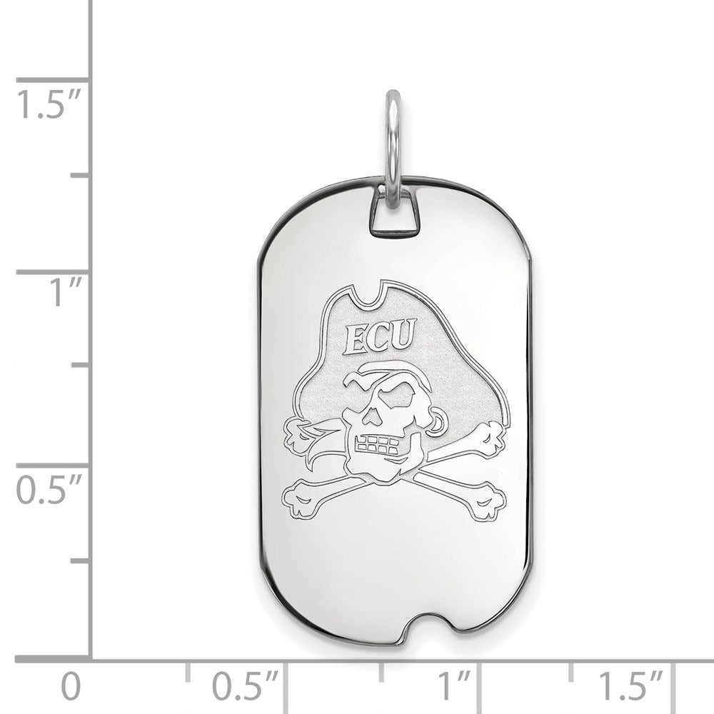Sterling Silver Rhodium-plated LogoArt East Carolina University Pirate Small Dog Tag Pendant