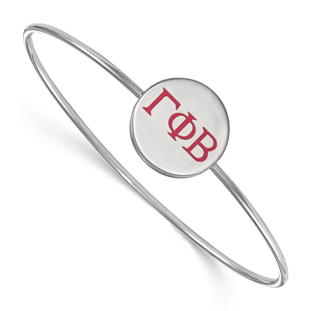 Sterling Silver Rh-plated LogoArt Gamma Phi Beta Enameled Slip-on Bangle