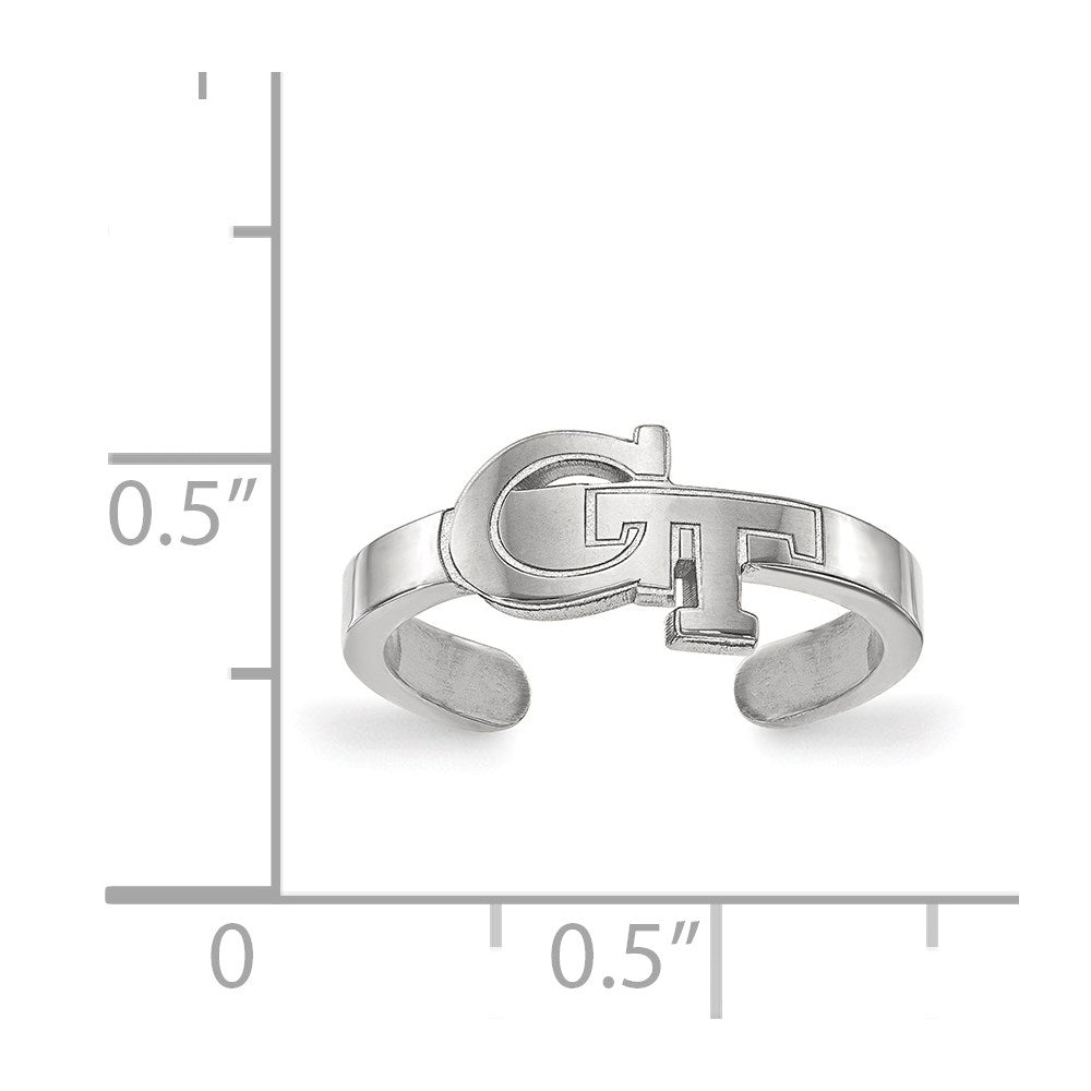 Sterling Silver Rhodium-plated LogoArt Georgia Institute of Technology G-T Toe Ring