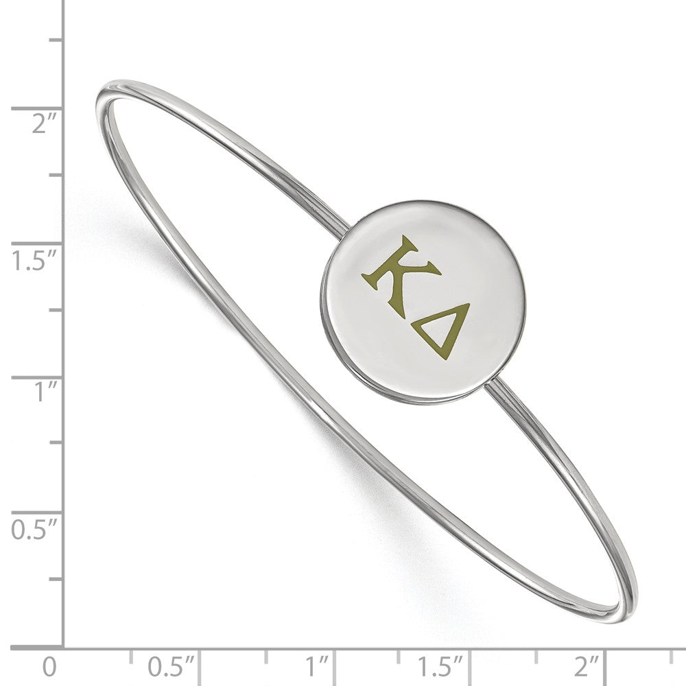 Sterling Silver Rh-plated LogoArt Kappa Delta Enameled Slip-on Bangle