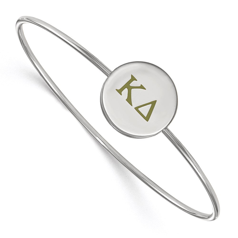 Sterling Silver Rh-plated LogoArt Kappa Delta Enameled Slip-on Bangle