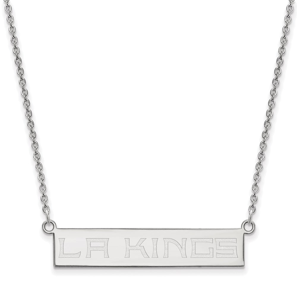 Sterling Silver Rhodium-plated NHL LogoArt Los Angeles Kings Small Bar 18 inch Necklace