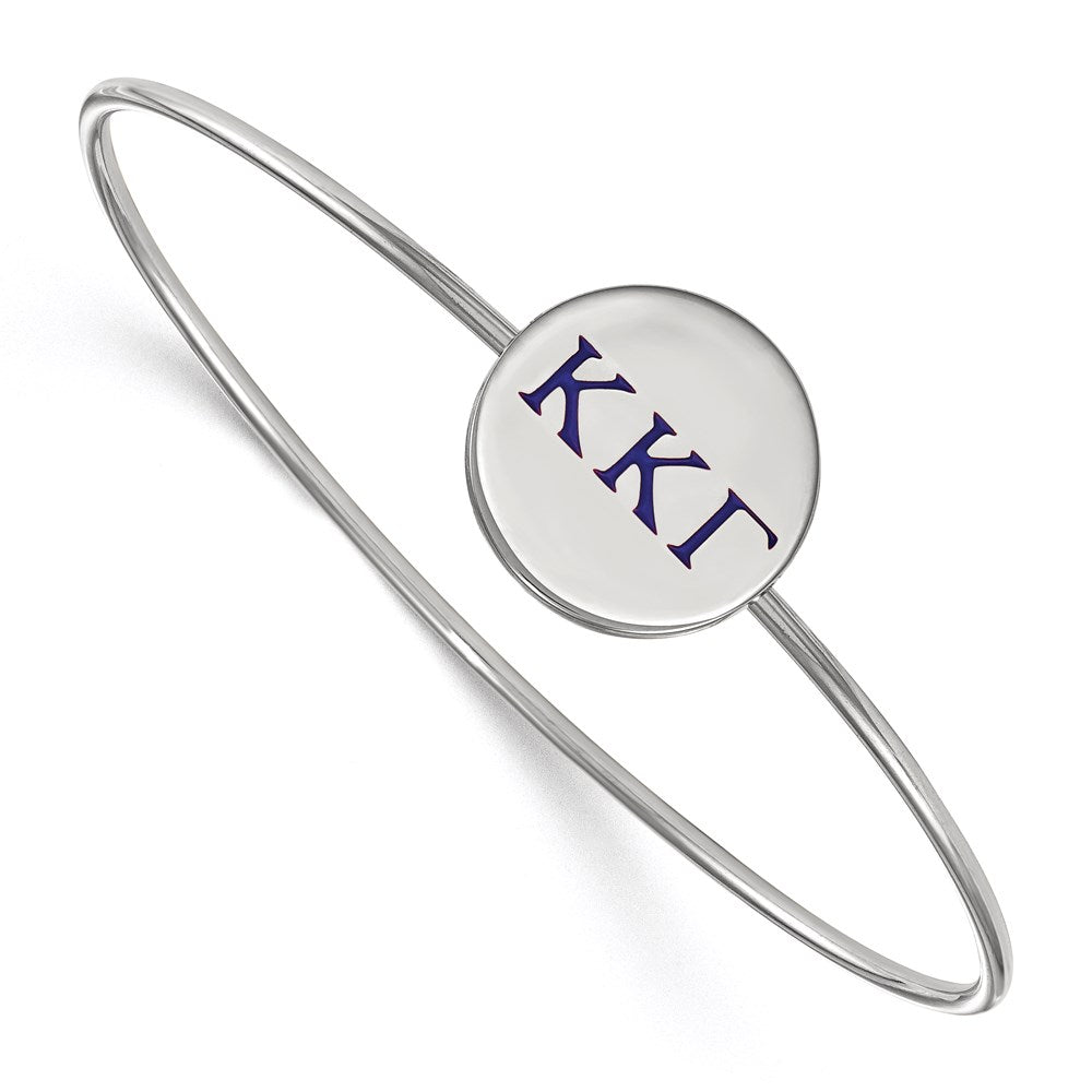 Sterling S. Rh-plated LogoArt Kappa Kappa Gamma Enameled Slip-on Bangle