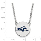 Sterling Silver Rhodium-plated LogoArt Longwood University Horse Large Enameled Disc 18 inch Necklace