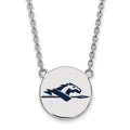 Sterling Silver Rhodium-plated LogoArt Longwood University Horse Large Enameled Disc 18 inch Necklace