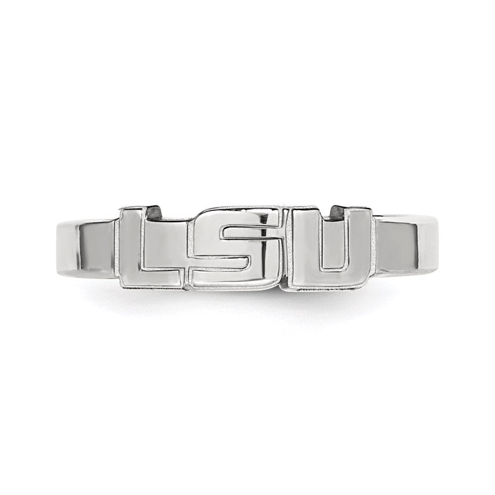 Sterling Silver Rhodium-plated LogoArt Louisiana State University L-S-U Toe Ring