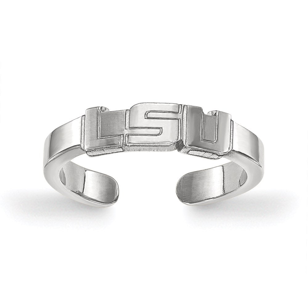 Sterling Silver Rhodium-plated LogoArt Louisiana State University L-S-U Toe Ring