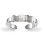 Sterling Silver Rhodium-plated LogoArt Louisiana State University L-S-U Toe Ring