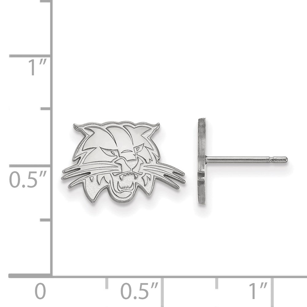 Sterling Silver Rhodium-plated LogoArt Ohio University Bobcat Extra Small Post Earrings