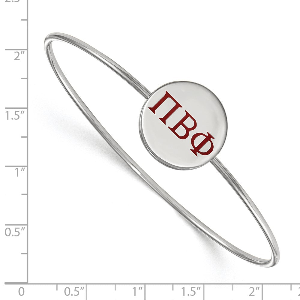 Sterling Silver Rh-plated LogoArt Pi Beta Phi Enameled Slip-on Bangle
