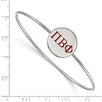 Sterling Silver Rh-plated LogoArt Pi Beta Phi Enameled Slip-on Bangle