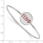 Sterling Silver Rh-plated LogoArt Pi Beta Phi Enameled Slip-on Bangle