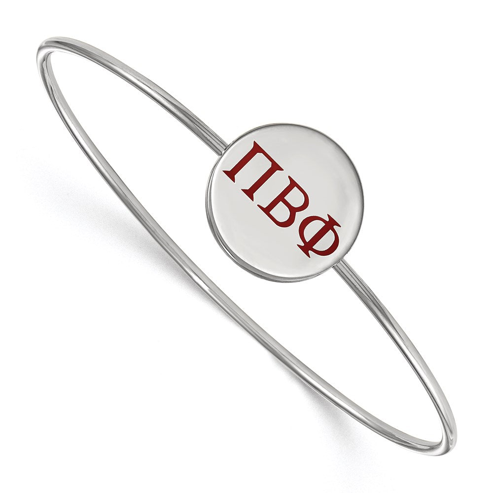 Sterling Silver Rh-plated LogoArt Pi Beta Phi Enameled Slip-on Bangle