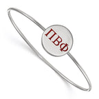 Sterling Silver Rh-plated LogoArt Pi Beta Phi Enameled Slip-on Bangle