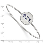 Sterling Silver Rh-plated LogoArt Phi Sigma Sigma Enameled Slip-on Bangle